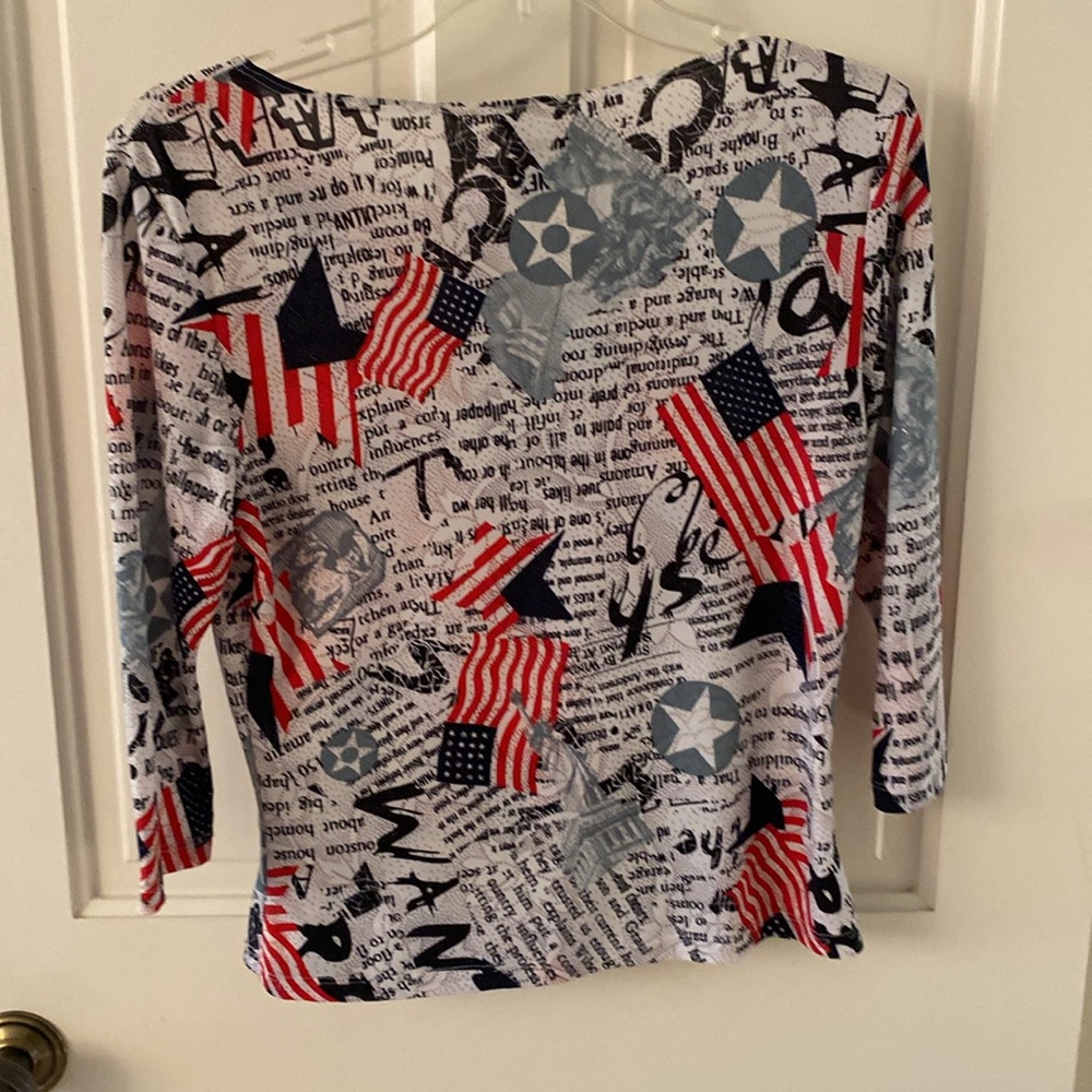 Red, white and blue patriot top.